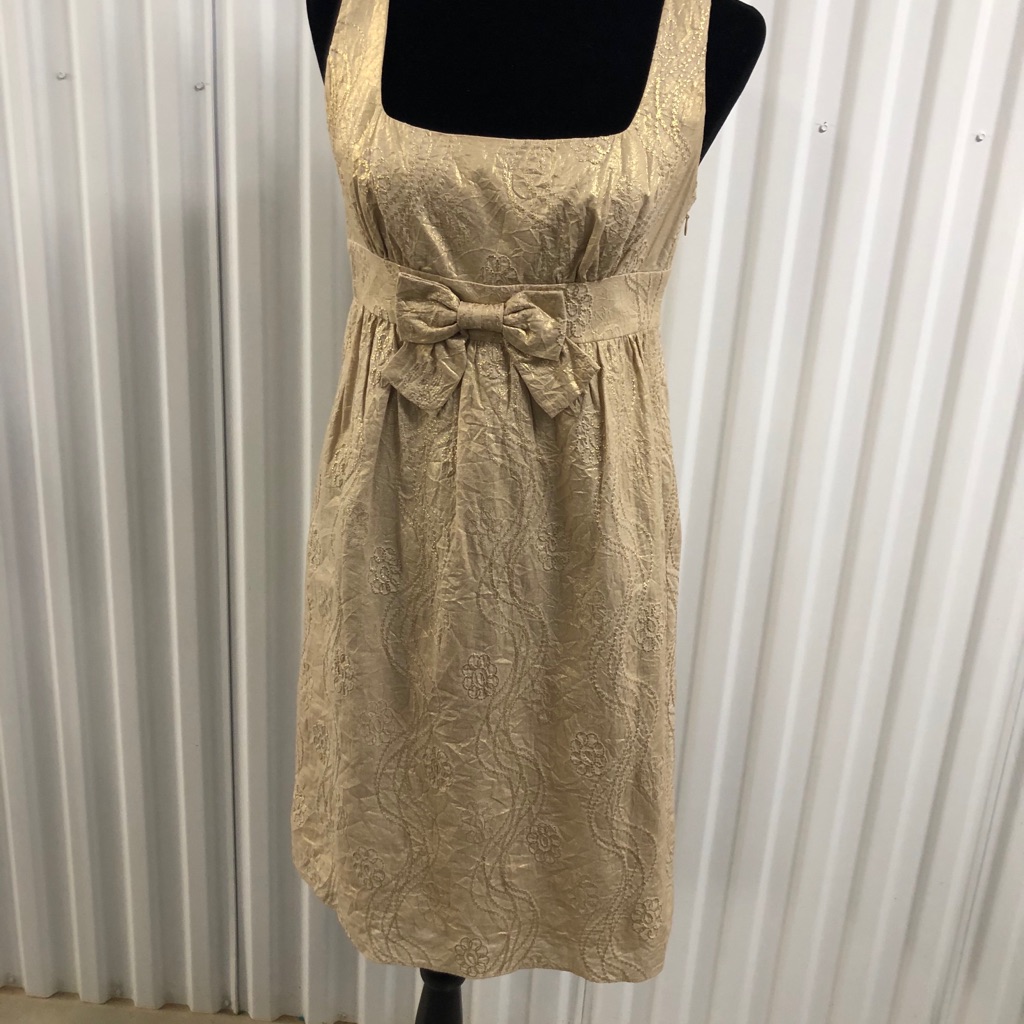 Adrianna Papell Gold Empire Silhouette Preowned